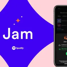 Telefon z aplikacją Spotify, na którym widać opcję dołączenia do "Jam" znajomych.
