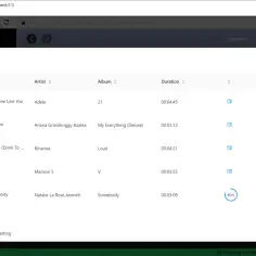 Okno programu Spotify Music Converter z listą utworów w trakcie konwersji, widoczny pasek postępu 80%.