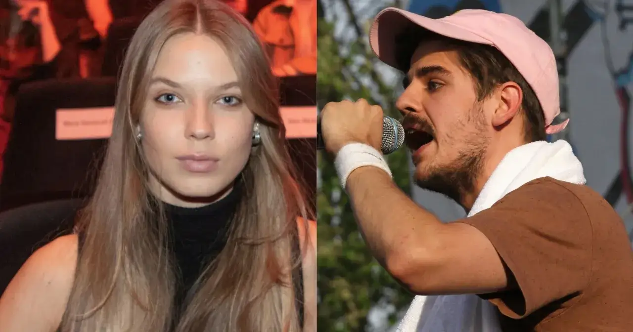 Taco Hemingway i dziewczyna z długimi blond włosami.